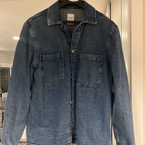 GAP Men's Medium Blue Denim Utility Overshirt
